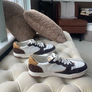 Court Sneakers in Leather and Cheetah Calf Hair